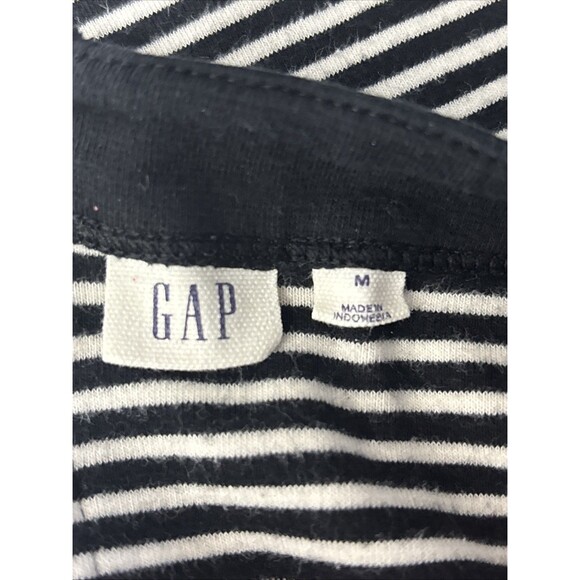 Gap Women’s Black/White Striped Blouse top cropped with Back Zip modal sz M - Picture 9 of 11